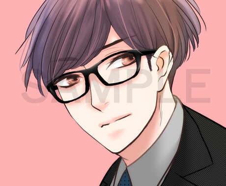 ＳＮＳアイコン用男性のイラストをお描きします SNSプロフィール画像、プレゼント用に！ イメージ1