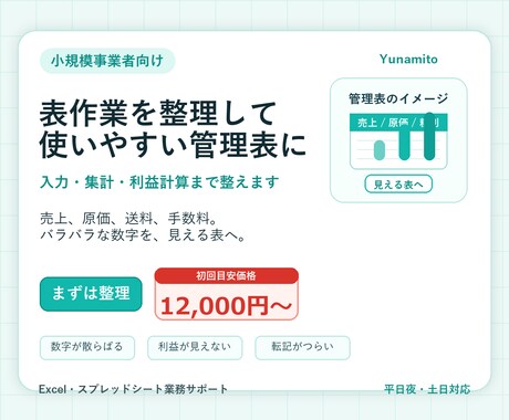 売上・原価・粗利が見える管理表を作ります 小規模EC・店舗の売上と粗利を整理します イメージ1