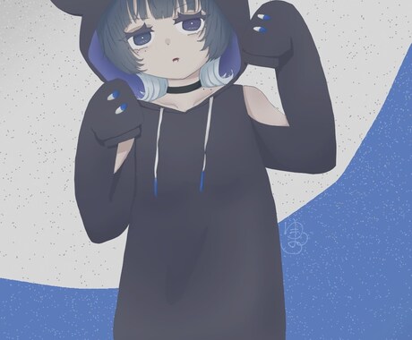 落ち着いたカラーの可愛い絵を描きます 寒色や暗めの色を使って可愛い子を描きます！ イメージ2