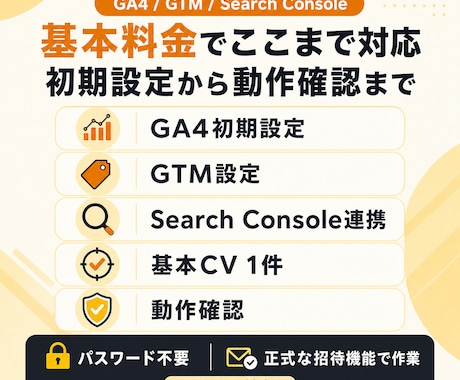 GA4・GTMの初期設定を代行します サーチコンソール連携・基本CV1件・動作確認まで イメージ2