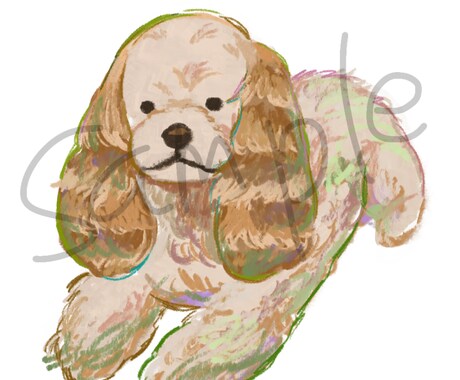 お花と大切な愛犬の似顔絵描きます デフォルメされた犬の似顔絵ですペット/犬/似顔絵/イラスト イメージ2
