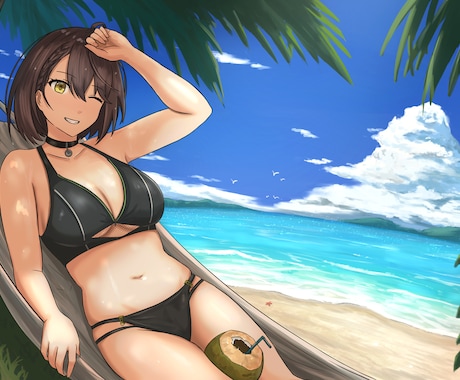 キャラクターイラスト・一枚絵を制作します 背景ありの一枚絵からキャラクターイラストまで対応します イメージ2
