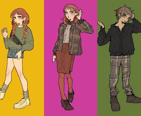 可愛い個性的な女の子のオリジナルイラスト描きます ビビットな背景にオリジナルの可愛い女の子を乗せて描きます。 イメージ1