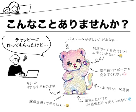 AIで作ったキャラクター仕上げます ChatGPT等でAI生成したキャラクターをプロが直します イメージ2