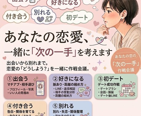 恋愛の作戦会議、一緒にします 恋愛の次の一手を一緒に考えましょう イメージ1