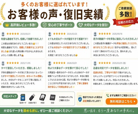 データ復旧〜失われた大切なデータを復元します 誤って削除してしまった想い出をもう一度あなたの手元に イメージ2
