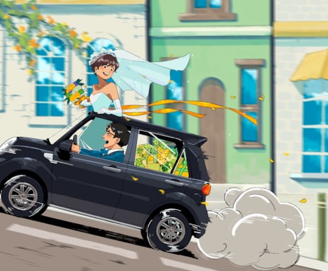 おしゃれなアニメ調のウェルカムボードを描きます アニメ調のウェルカムボードで結婚式を華やかにします イメージ2