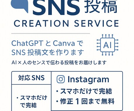 ChatGPT×CanvaでSNS投稿文を作ります AI×人のセンスで伝わるSNS投稿をお届けします イメージ1