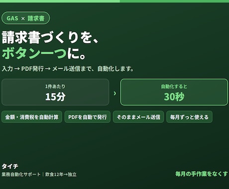 入力するだけで請求書PDFを自動作成します 自分の業務でも毎月使っている実用ツールを提供します イメージ1