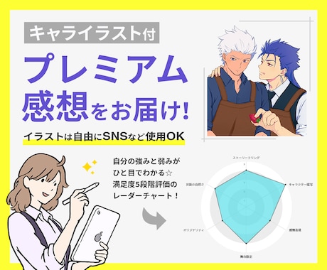 BL3000冊読破☆あなたの小説に正直感想書きます 二次創作経験あり！キャライラスト付プレミアム感想をお届け☆ イメージ1