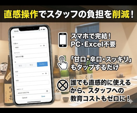 お店の在庫管理アプリをAppSheetで作成します 3店舗の現役オーナーが作った！日本酒・ドリンク在庫管理アプリ イメージ2