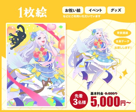 配信・歌みたに！華やかな一枚絵＆サムネ制作します 衣装・構図・配色まるっとお任せ！１級色彩士が提案◾️限定価格 イメージ2