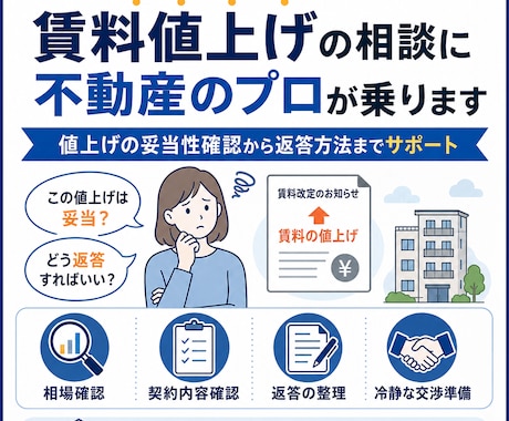 賃料値上げの相談に不動産のプロが乗ります 値上げの妥当性確認から返答方法までサポート イメージ1