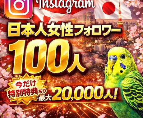 インスタグラム日本人女性フォロワー増加サポートます 今だけの特別特典サポートあります！ イメージ1