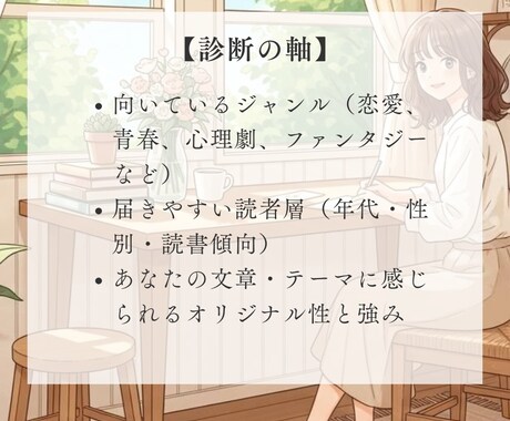 あなたに合うジャンル診断！方向性をアドバイスします 「どんなジャンルが自分に合っているかわからない」あなたへ イメージ2