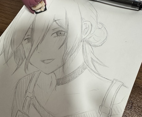 女の子オリジナルキャラをアナログで描きます 鉛筆のみで描きます。肩あたりまで イメージ1