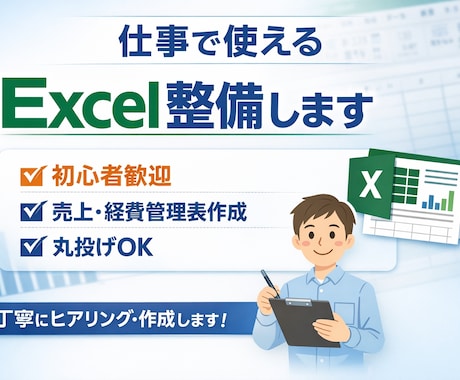 確定申告対策むけ】自動集計Excel作ります 個人事業主向け経費管理、  確定申告対策経費整理 イメージ1