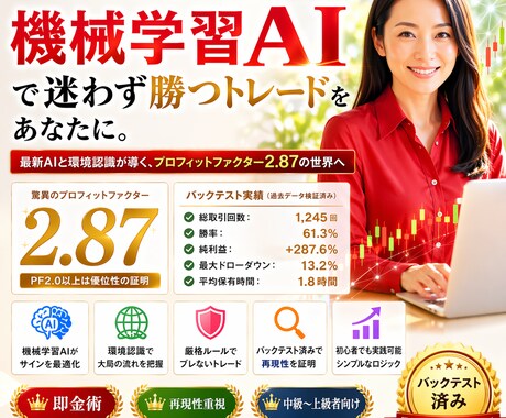 AI×環境認識で迷わず勝つトレード手法教えます AIが導き出すトレード。初心者でも再現可能なロジックを伝授。 イメージ1