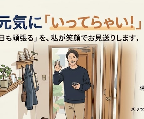 朝、いってらっしゃい！励まします 一人暮らしの方、いってきますが言えない方など、電話で励まし イメージ1