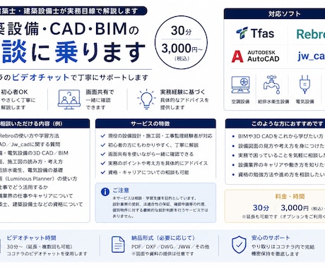 建築設備・CAD・BIMの相談に乗ります 一級建築士・建築設備士が実務目線で解説します イメージ1