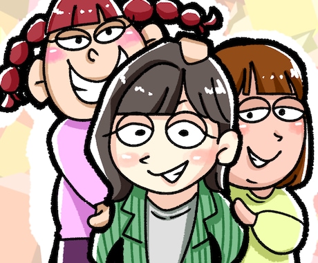 かわいい似顔絵かきます 3名様の値段ですプレゼントやアイコンなどにどうぞ！ イメージ1
