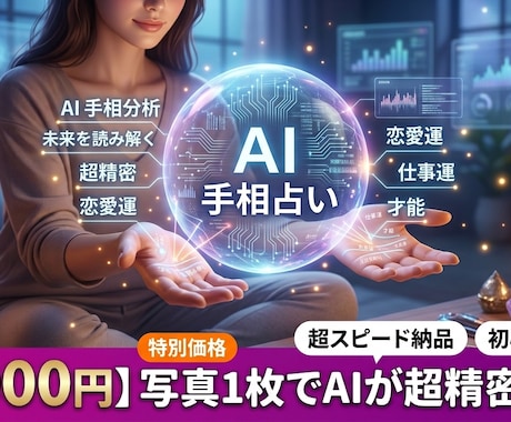 写真１枚でOK！最新AIが占う手相占いになります 写真からAIがあなたの性格や才能を客観的に鑑定します！ イメージ1