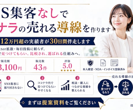 SNS集客なしでココナラの売れる導線を作ります プラチナランク星5.0のプロが30日間伴走サポート イメージ2