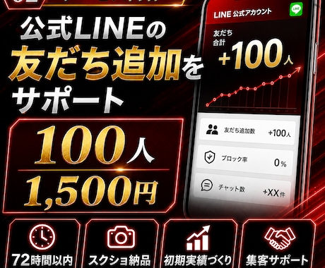 集客用│公式LINE友だちを100人増やします 公式LINE友だち追加｜100人集客サポート イメージ1