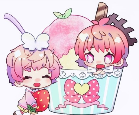 デフォルメイラストお描きします 同人グッズやsnsのアイコンなどに イメージ2