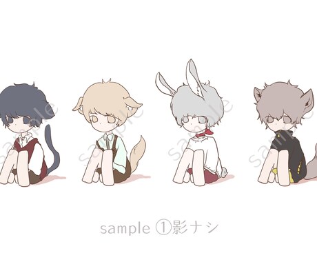 ゆる〜いオリジナルキャラ描きます おすわりゆるキャラ(ケモ耳ver.) イメージ1