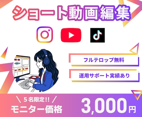 Instagram等のSNSショート動画編集します 5月までのモニター価格！5000円→【5名様限定】3000円 イメージ1