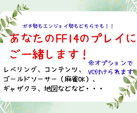 あなたのFF14のプレイにご一緒します 初心者さんから零式勢までご一緒します イメージ1
