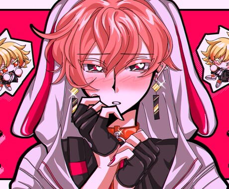 SNS用アイコン、ヘッダー、動画用イラスト描きます ダークでちょっぴりレトロなかっこかわいいイラストを制作します イメージ2
