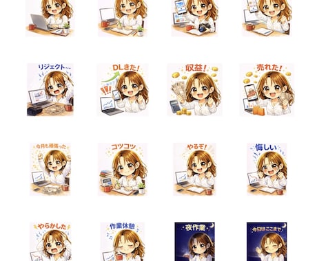 AIでミニキャラでLINEスタンプ作成します AIでSNSや発信に使えるスタンプ作ります イメージ2