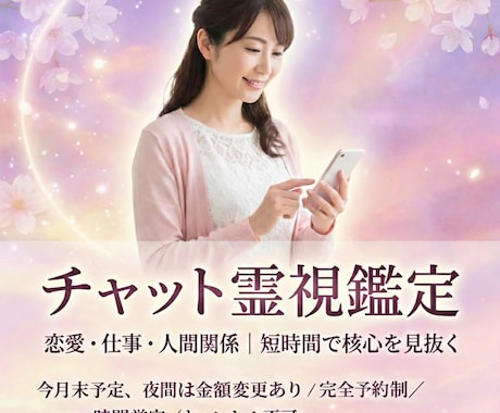 チャット霊視鑑定｜サクッと30分で核心を視ます 完全予約制：恋愛・人間関係・仕事｜相談から料金カウント イメージ1