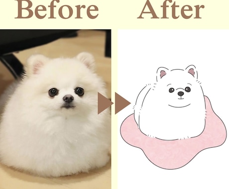 愛犬・愛猫の写真をゆるかわイラストにします 写真から、見るたび癒されるオリジナルイラストをお作りします イメージ1