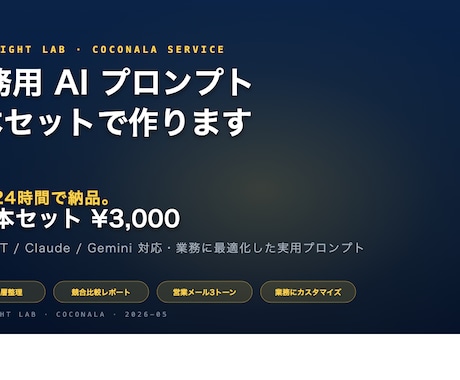 業務用AIプロンプト3本を24時間で作ります 業務に最適化したAIプロンプト3案を24時間で納品 イメージ1