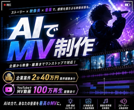 AIでスピード＆高クオリティでMV制作します AIでスピード＆高クオリティでMV制作 イメージ1