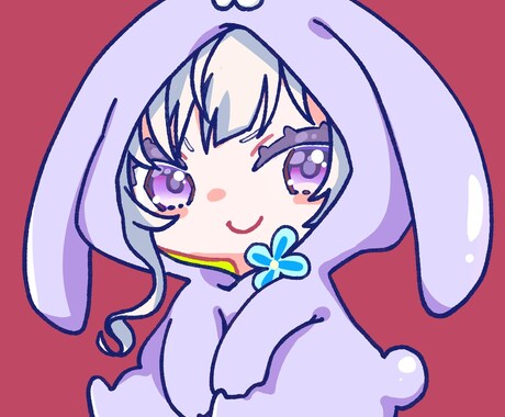 フードを被った貴方の子を可愛く描きます おすわりポーズの自分の子を可愛くアイコンにします。 イメージ2