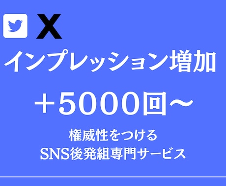 X(ツイッター)のインプレッション増加させます 安心！安全な格安サービス！インプレッション5000～増加！ イメージ1