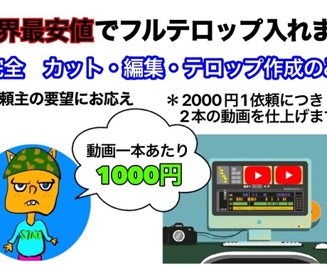 動画のカットとテロップ作業代行します イメージ1