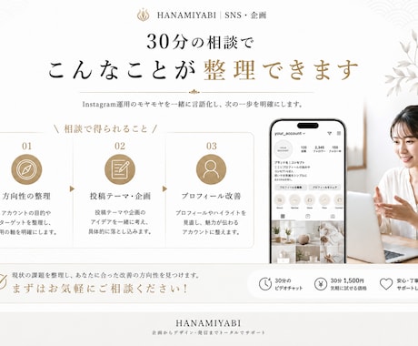 Instagram運用のお悩みを30分で整理します 方向性・投稿テーマ・プロフィール改善を一緒に考えます イメージ2