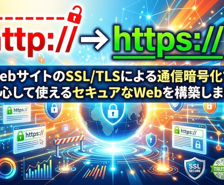 http://を安全なhttps://に変更します 常時SSL/TSL通信となり,セキュリティが増します イメージ1