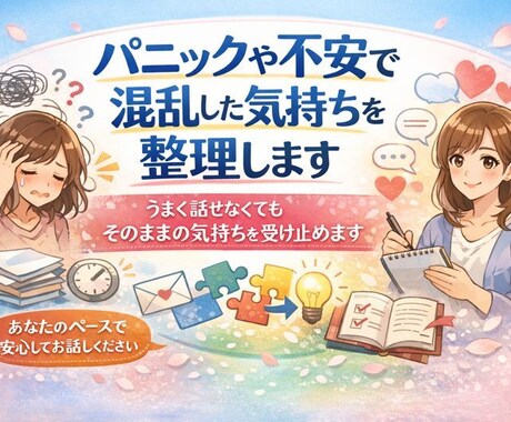 パニック・不安・判断できない状況を整理します うまく話せなくても大丈夫。今の状態を、そのまま整理します イメージ1