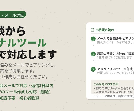 PM相談からオリジナルツール作成まで対応します PMPホルダーが現場に合わせて解決策を提案 イメージ1