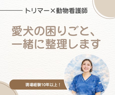 トリマー×動物看護師/愛犬の健康の悩みを整理します 犬の困りごとを一緒に整理します｜甘噛み・ごはん・老犬ケア イメージ1
