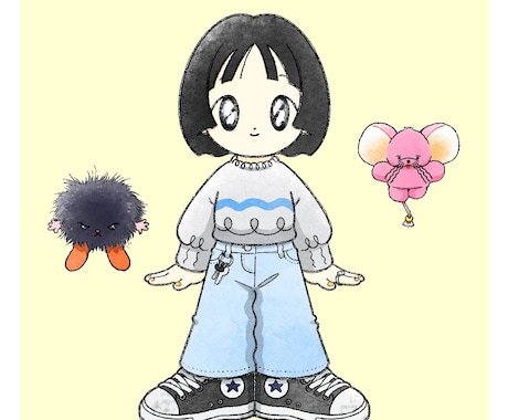 大切なペット・ぬいぐるみと一緒に♡似顔絵描きます にこにこたのしいおともだちと素敵なあなたを描きます！ イメージ1