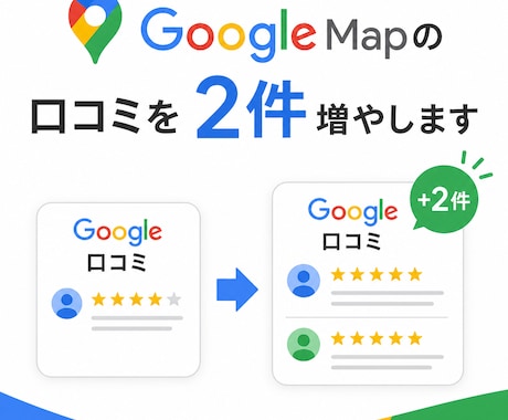 GoogleMapの口コミ2件増加サポートします クチコミ増加/ローカルガイド5以上が対応します イメージ1