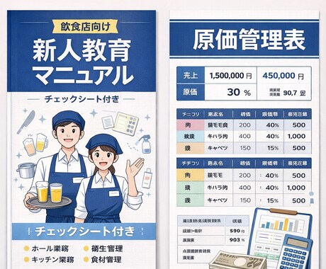 飲食店のマニュアル・原価管理資料を作成しますます 現場で使える飲食店資料を作成します イメージ2