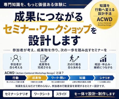成果につながるセミナー・ワークショップを設計します 参加者が「次の一歩」を踏み出せる行動設計型セミナー イメージ1